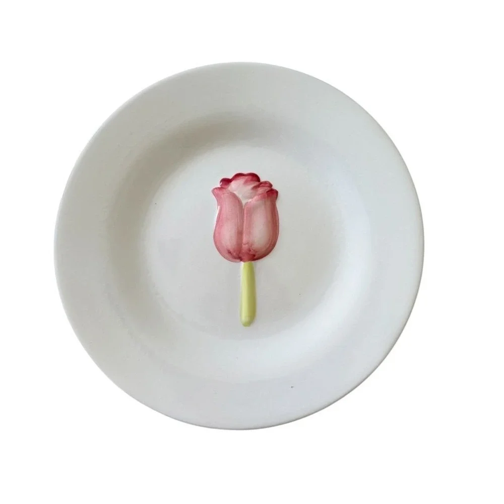 Pier 1 PAI Tulip Side Dessert Plates Set of 4 VTG Hand Painted Ceramic 8.25